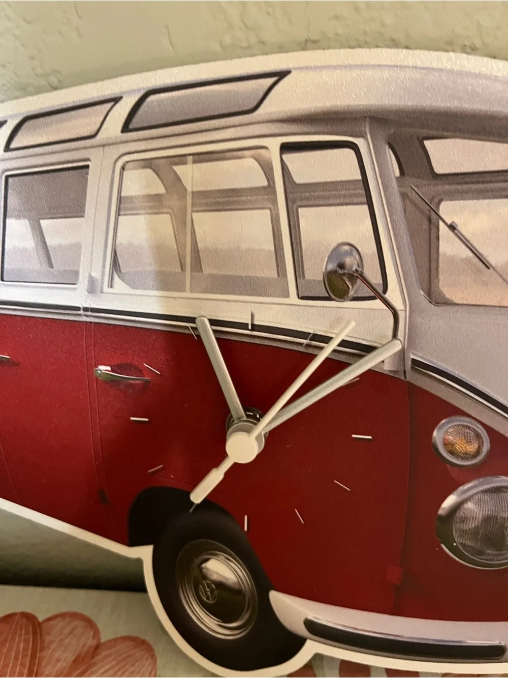 NEw Vintage VW Red and White Camper Bus Wall Clock